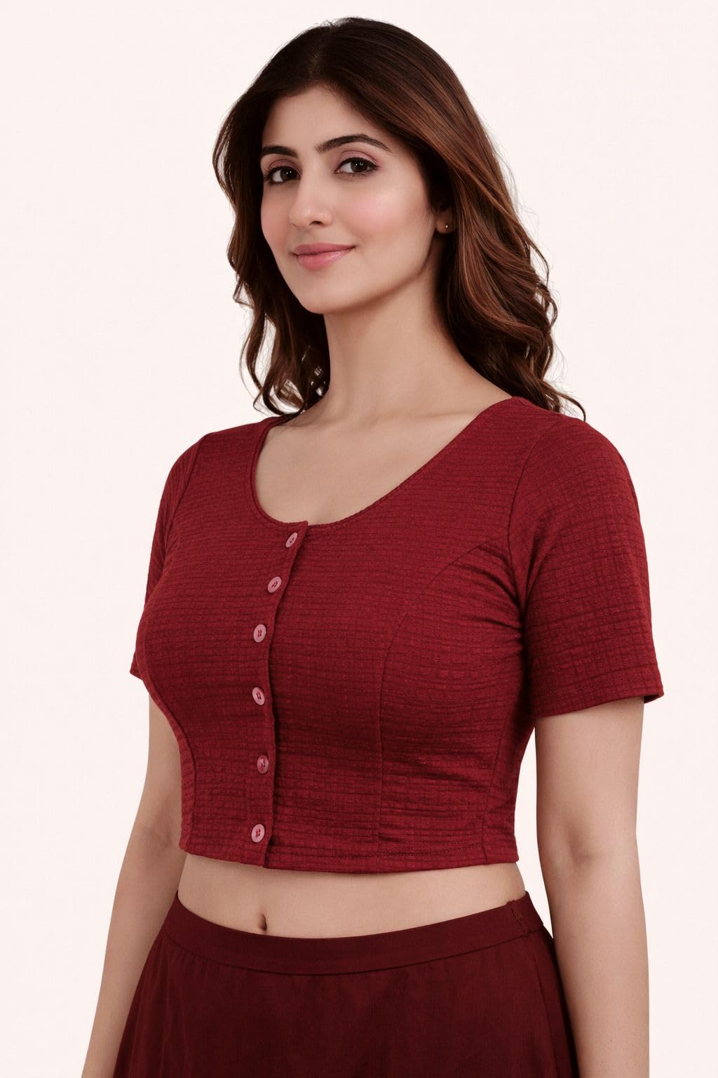 Premium Stretchable Readymade Blouse for Women | Front Button Design | Comfortable Fit-image-47