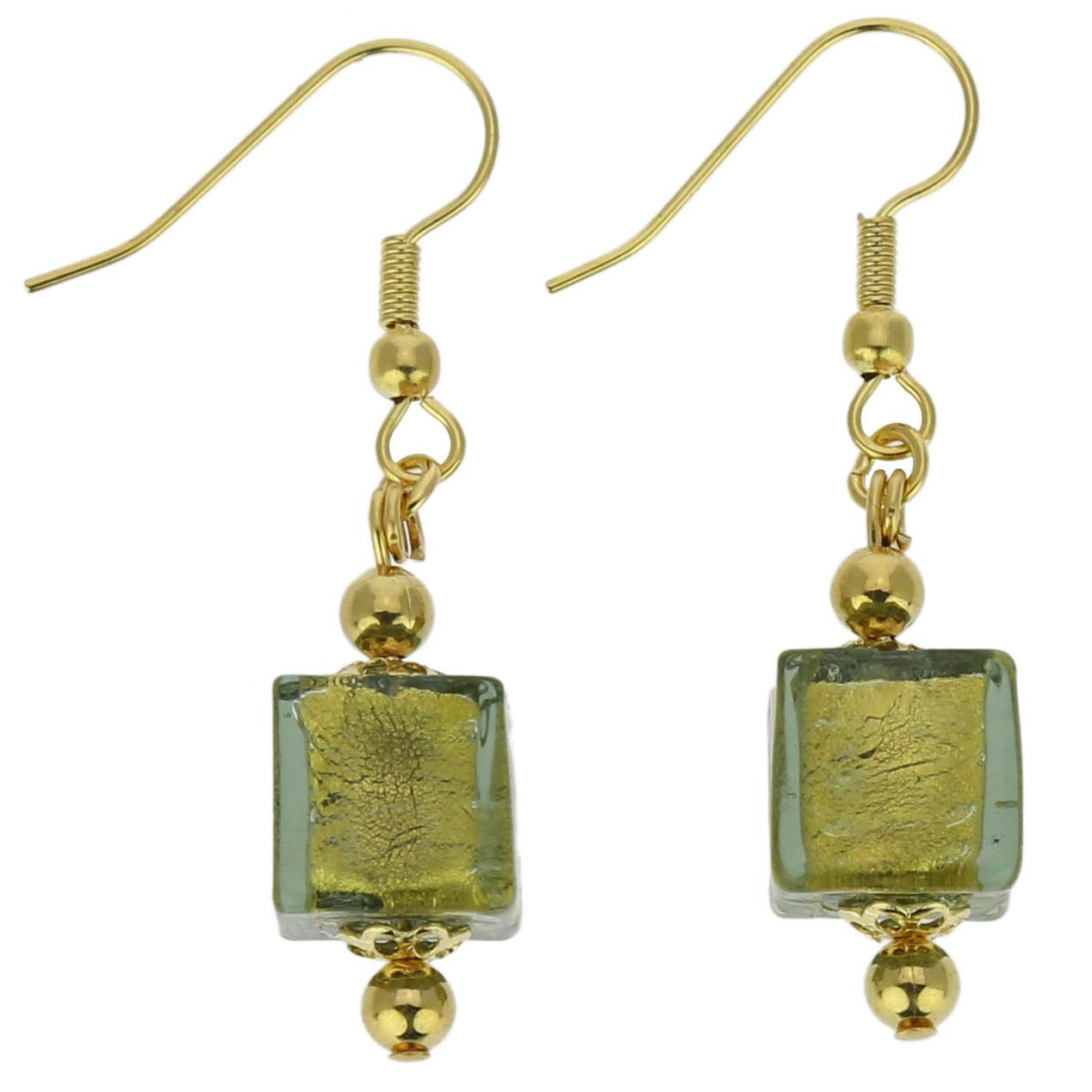 Boucles D'oreilles En Verre De Murano Authentique - Or, Rouge Et Noir, Fermoir Doré, Neuf