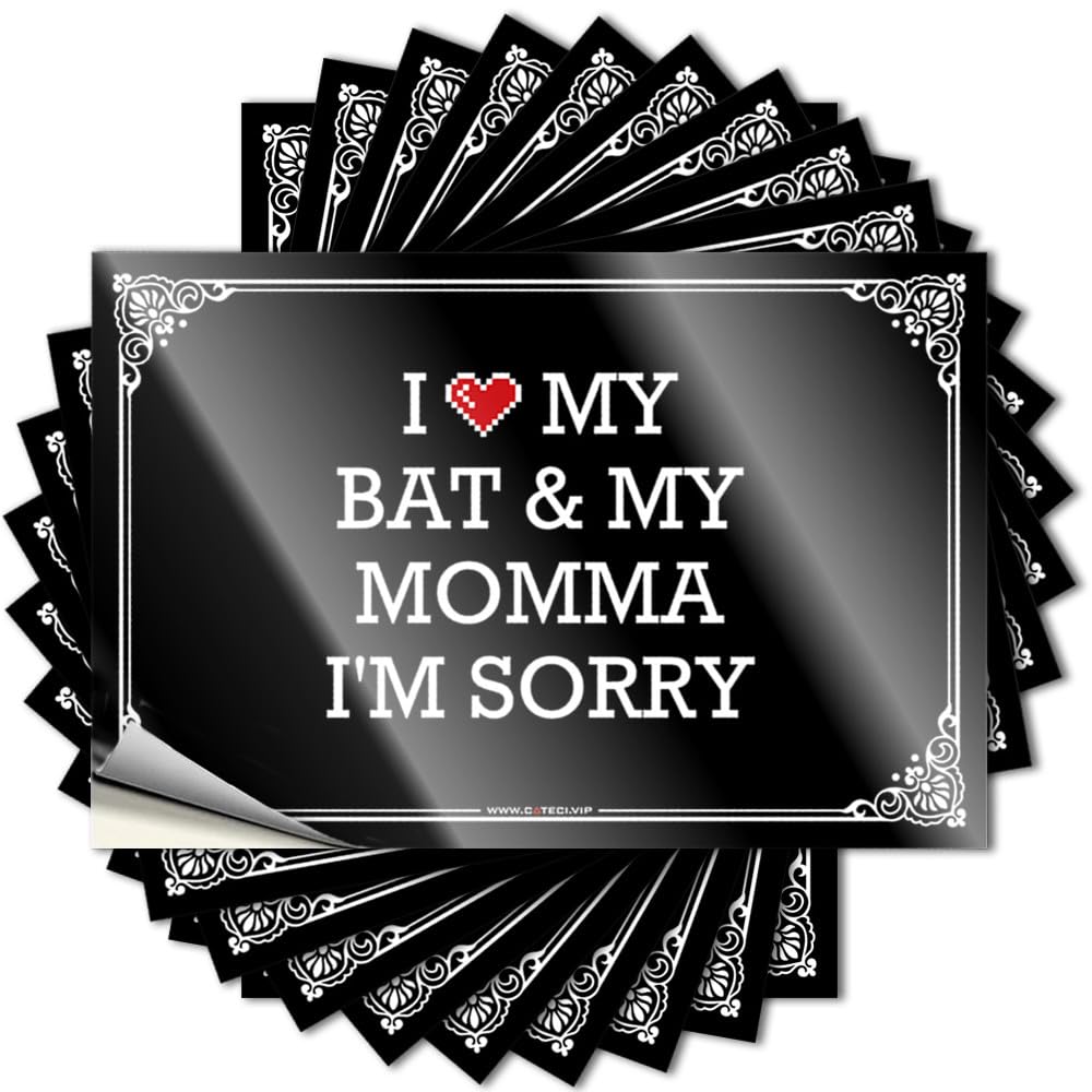 Saying Girly Bathroom Decor Math Tiny Water I Love My Bat & My Momma I'm Sorry - Scratch Resistant Stickers(6X9CM)