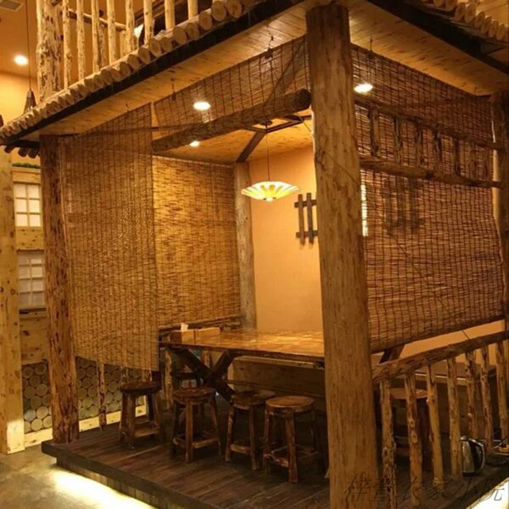 Store bateau en bambou naturel pour extérieur, respectueux de l'environnement, protection solaire, rideau de séparation avec surface anti-poussière, 90 x 200 cm