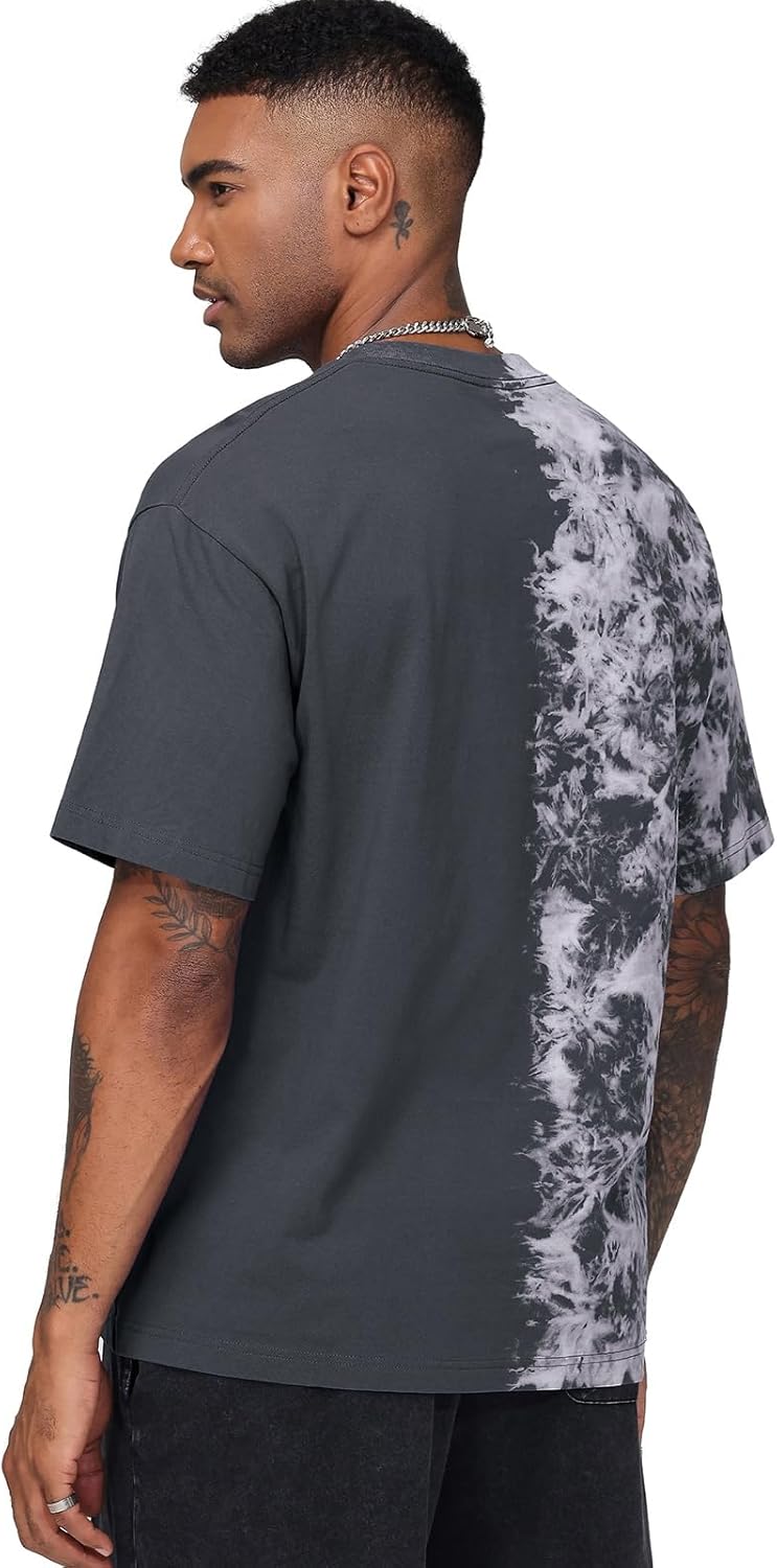 Mens Oversized Casual T-Shirts Summer Cotton Short Sleeve Tee Tie Dye Crew Neck Tops Hipster Print Shirts - Image 4