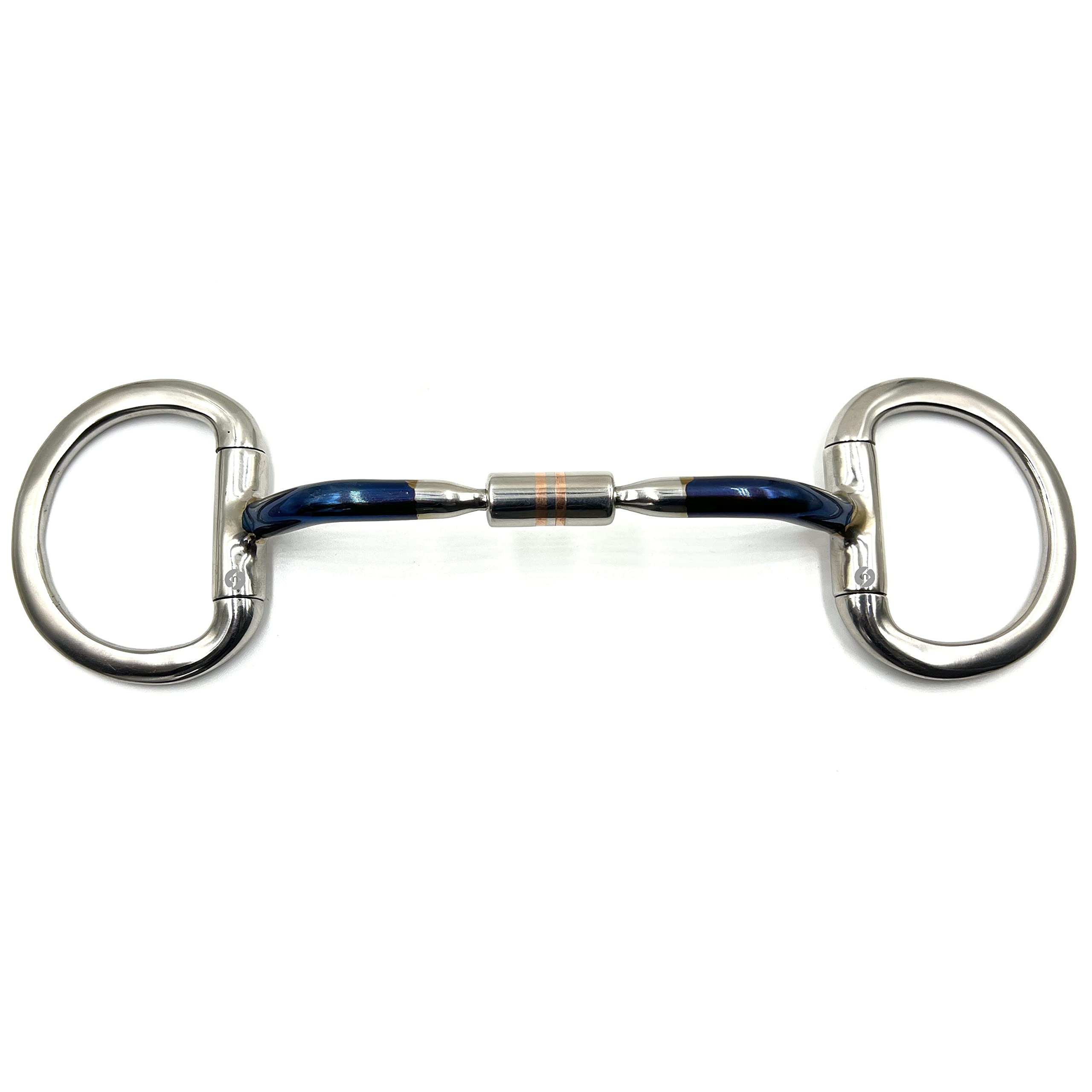 Blue Sweet Iron Eggbutt Snaffle Copper Inlay Roller Horse Bit Snaffle (5.5")