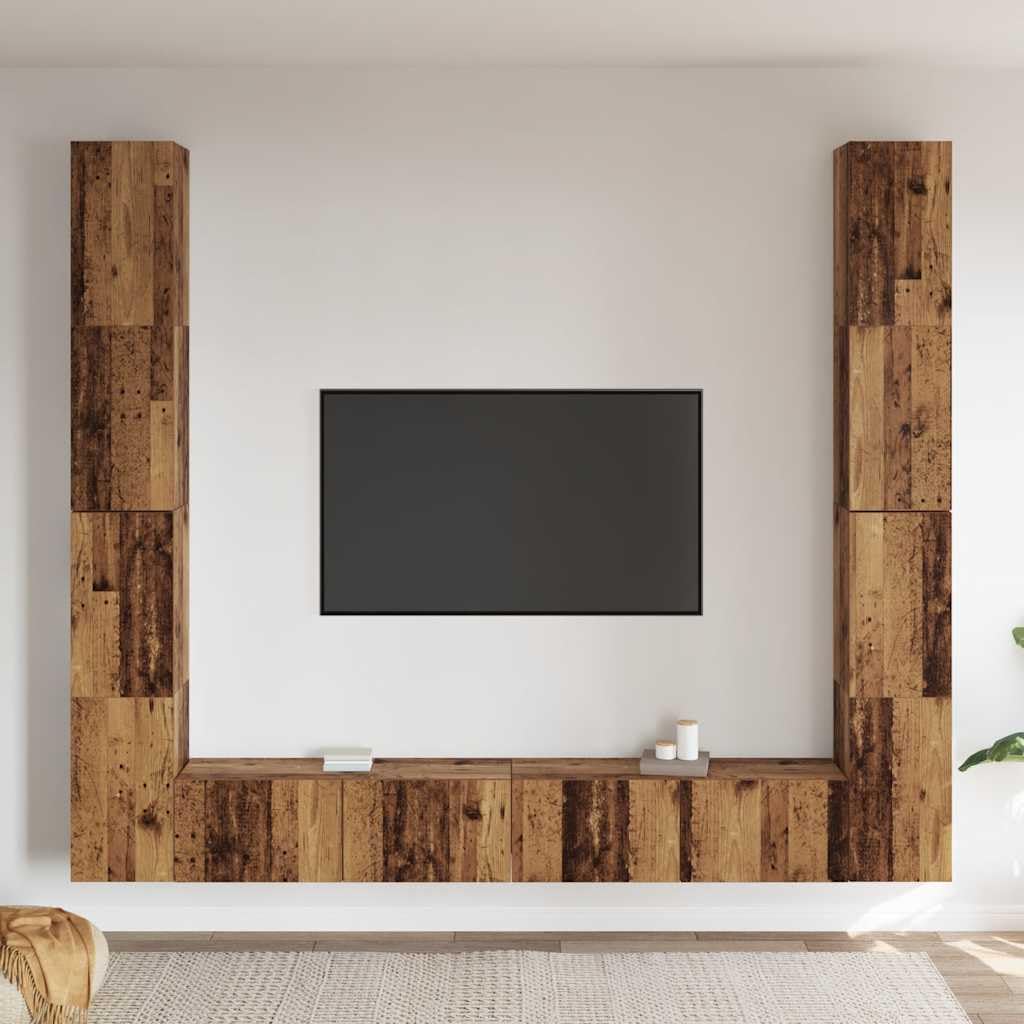 Szafki ścienne do telewizora, 6 sztuk, materiał drewnopochodny, szafka pod telewizor, szafka pod telewizor, szafka pod telewizor z miejscem do przechowywania i półką, montaż ścienny do