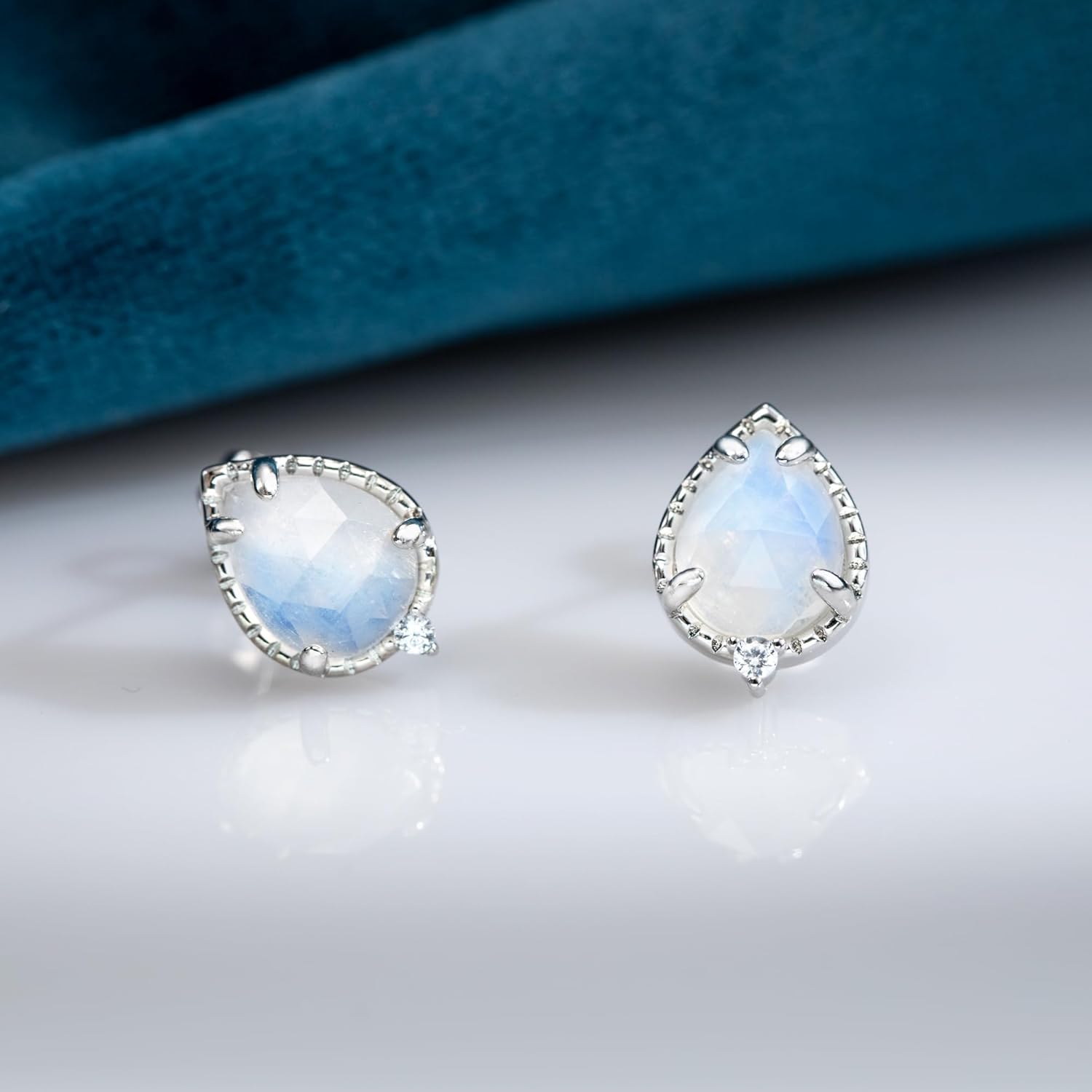 Moonstone Stud Earrings 925 Sterling Silver Rainbow Moonstone Earrings 4mm/5mm/6mm Natural Round Gemstone Jewelry Gifts for Women - Image 2