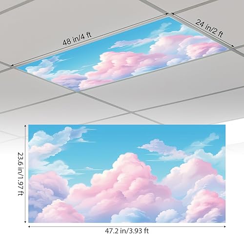 Miniatura 9 de Outus 4 piezas de cubierta de luz fluorescente para aula con 10 imanes, filtro de luz, panel magnético de luz de techo, 2 x 4 pies (23.62 x 47.24