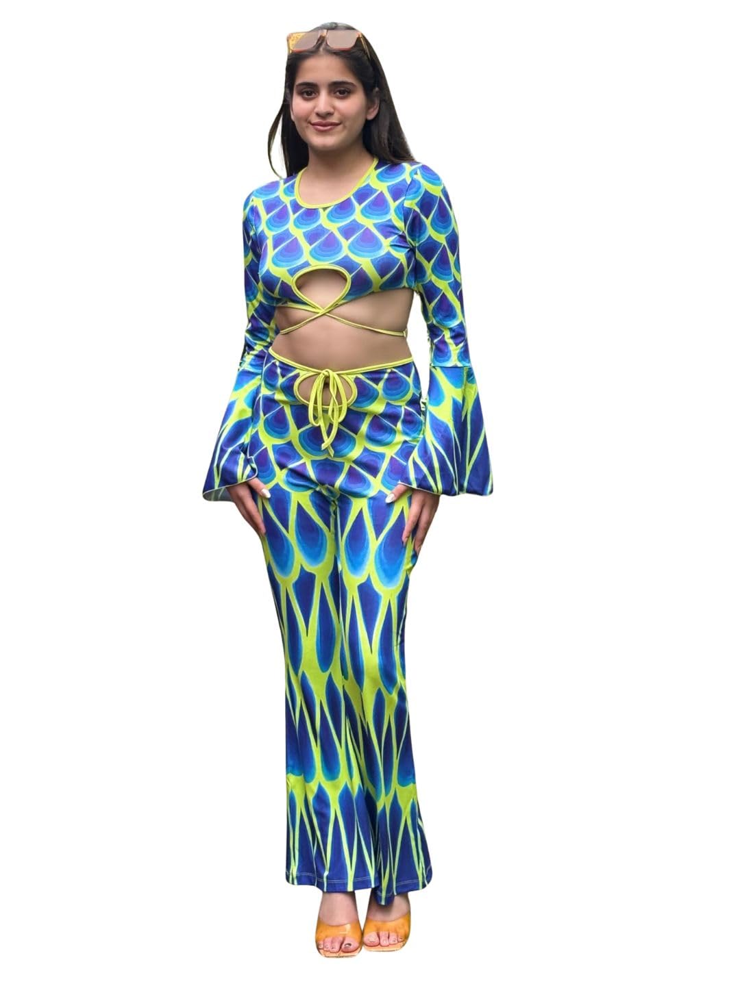 tandul Women's Printed Multicolor Polyester Co-ord Set Regular Bell Sleeves Co-ord Set for Womens Soft & Breathable & Comfortable Outfits for Office, Casual, Festive & Party (11518)-picture-24