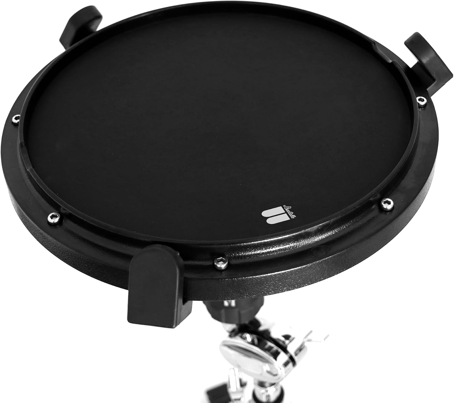 12" Drum Practice Pad, Snare Drum Pad with Real Hoop, Snare Simulator with 900 Steel Balls, High Rebound Silicone Pad for Rimshot Training & Realistic Feel (Black)