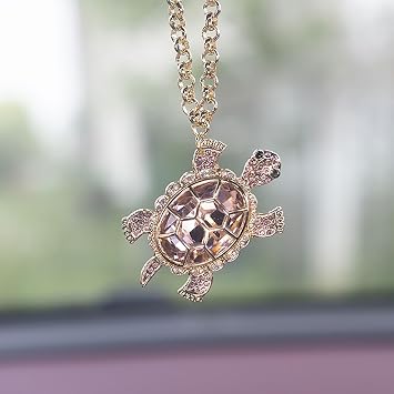 Car Mirror Hanging Accessories,Rear View Mirror Pendant Ornament,Cute Turtle Swinging Car Interior Decoration Accessories for women,Pink