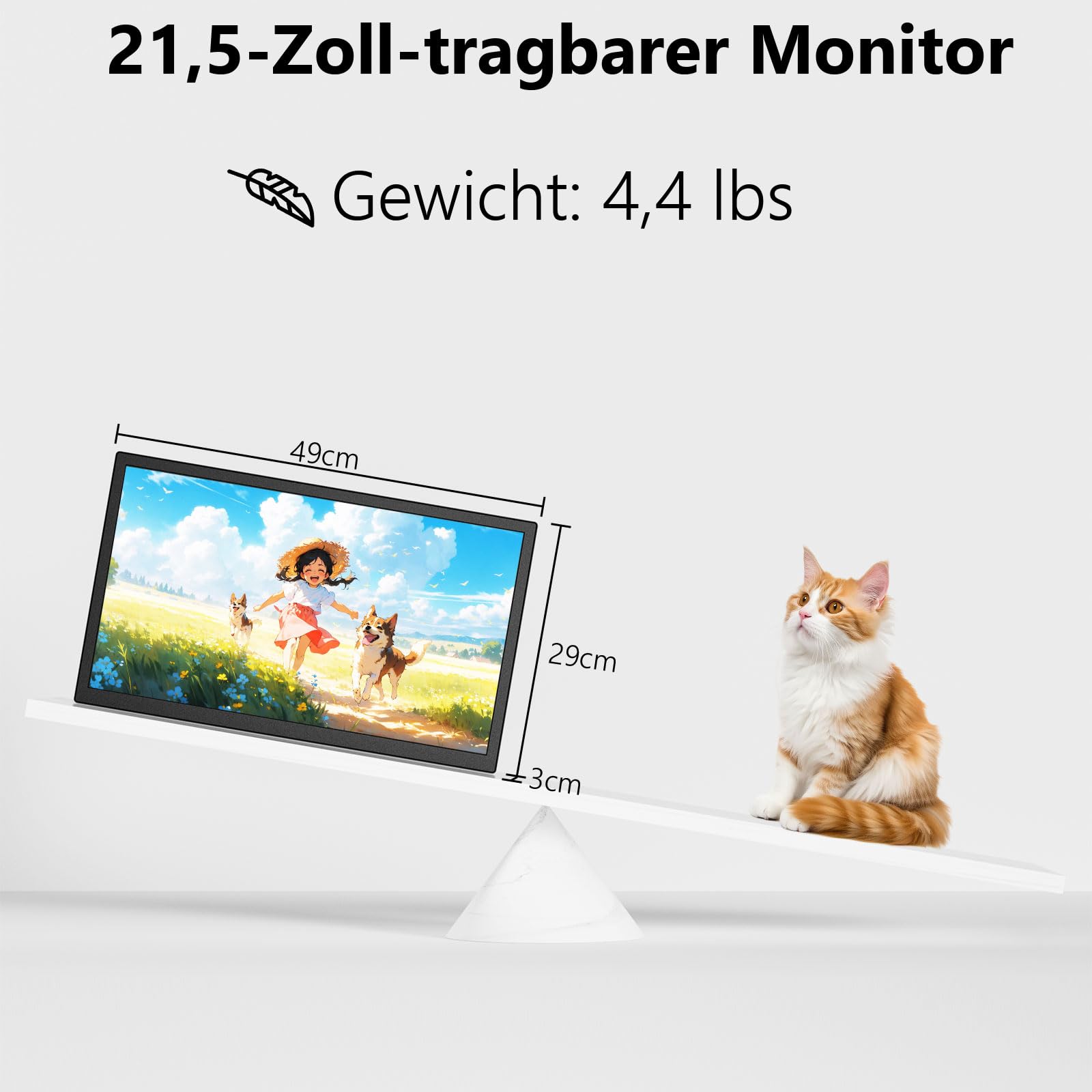 21,5 Zoll FHD Monitor 1080P 75Hz Bildschirm mit HDMI USB-C, VESA Halterung, Eingebaute Lautsprecher, Blaulichtfilter für PC Laptop Gaming Homeoffice