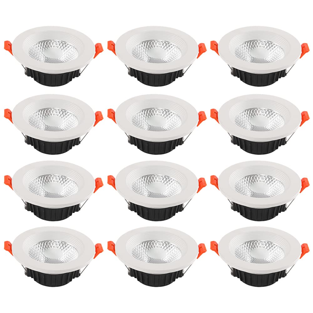 GTHTUHFD 5-24W,Canless Led Downlight,Pack Of 12,2.5-7 Inch,Recessed Lights For Entrance Foyer Lamp,Wafer Lights,Retrofit Cob Spotlights,3000K/4000K/6000K,Cri90+,7w-4000k