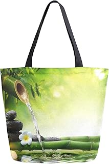 COZYhome Borsa in tela giapponese Zen Stone Bamboo Tote Bags grande riutilizzabile shopping shopping shopping borsa a tracolla borsa borsa per donne lavoro scuola