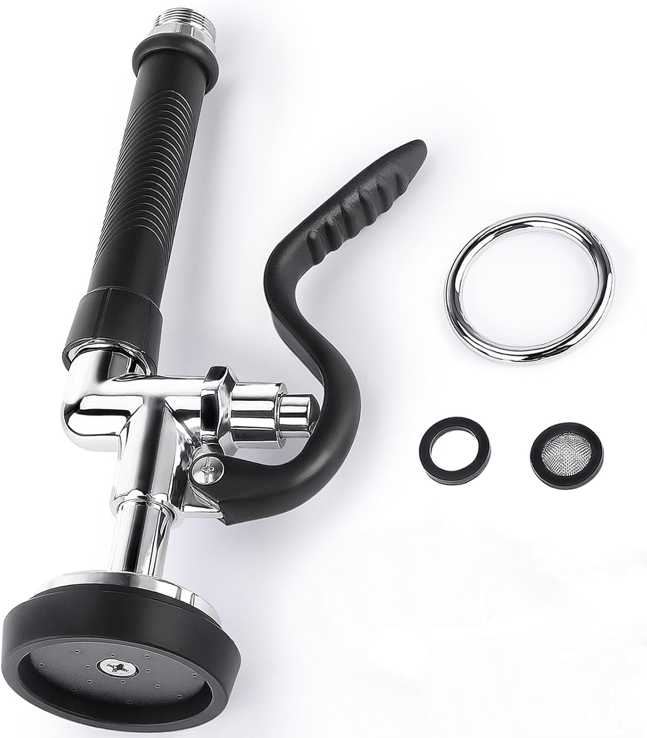 Commercial Sink Sprayer Head, Replacement for Commercial Sink Faucet, 1.42GPM High Pressure Pre Rinse Sprayer with Anti Slip Handle (Black)
