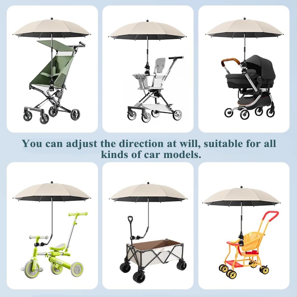 Nakazawa Sonnenschirm Kinderwagen Universal,Sonnenschirm Strand,UV Schutz 50+ / 104 cm Durchmesser,Tragbarer Regenschirm für Sport & Outdoor,360-Grad schwenkbare Position für maximalen Sonnenschutz
