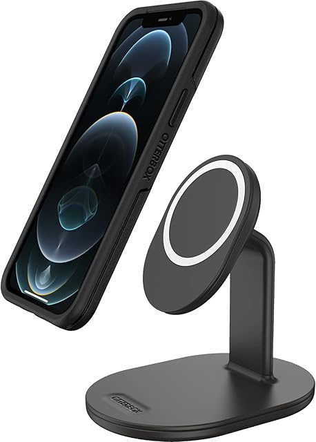OtterBox Wireless MagSafe Charging Stand, Strong Magnetic Alignment and Attachment with MagSafe, Sleek Device Charging Station for iPhone, Black