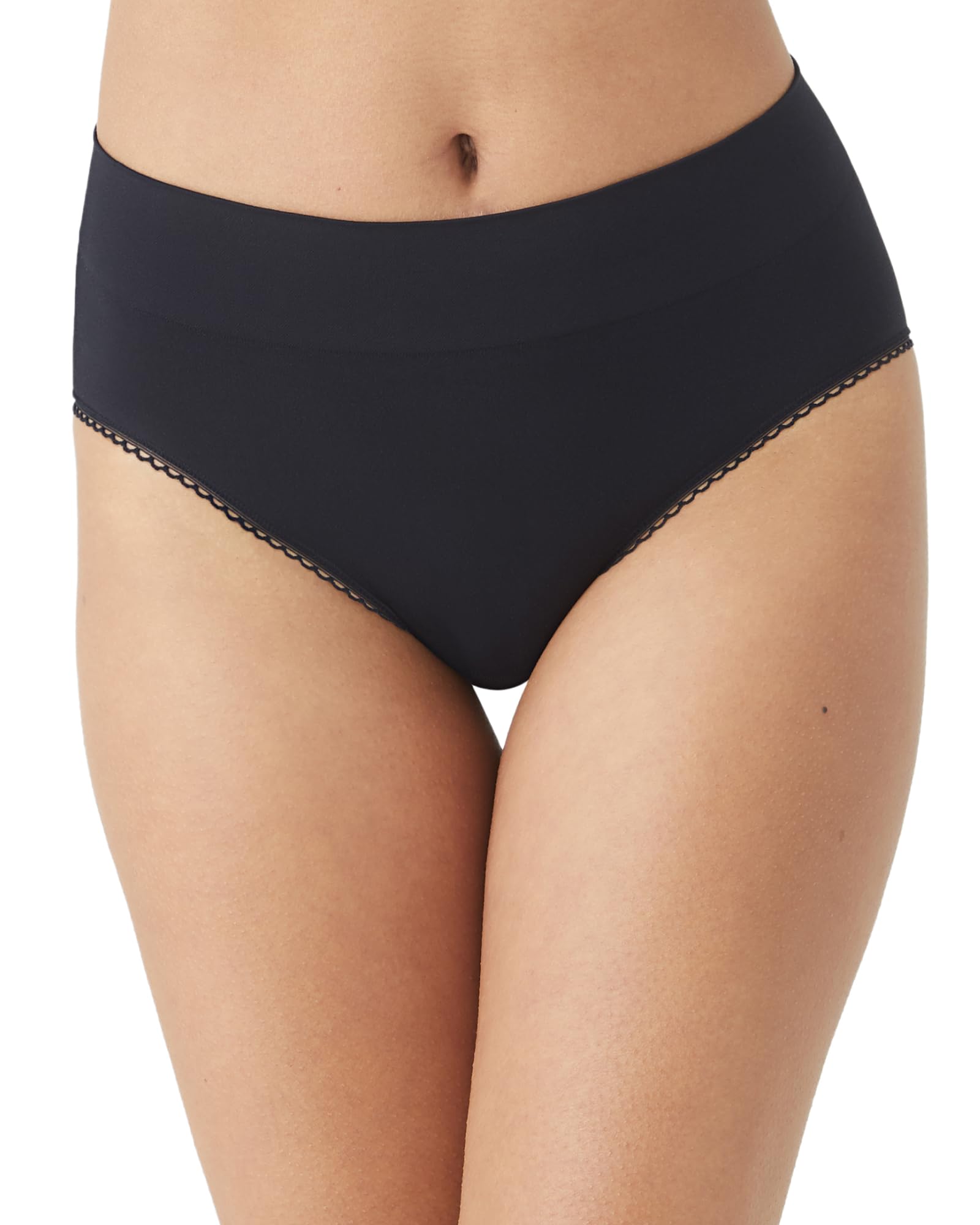 Wacoal Women's Feeling Flexible Seamless Hi Cut Panty Briefs, Black, Medium