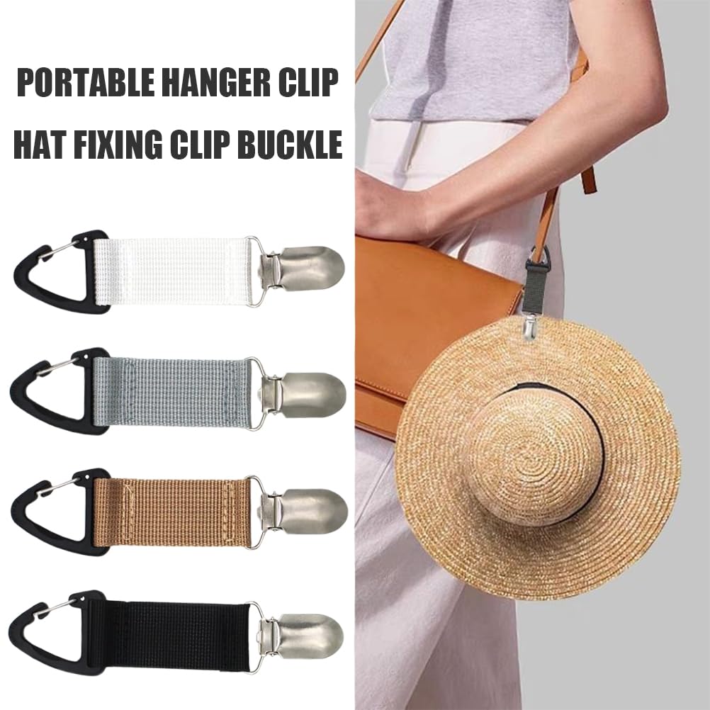 4 Pz. Clip per sciarpa e cappello, clip per cappello multifunzionale, organizzatore di cappelli, accessorio da viaggio portatile per esterni, clip per zaino e cappello