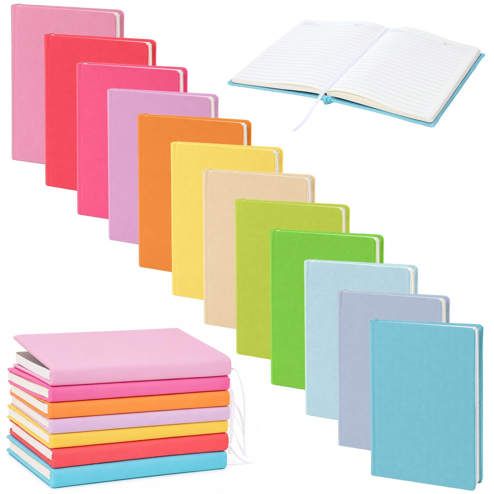 gisgfim Paquete de 12 fundas elásticas para libros de texto de tapa dura, lavables y reutilizables, de tela jumbo, libros de hasta 9 x 11 pulgadas, 12 colores surtidos, suministros (pastel)