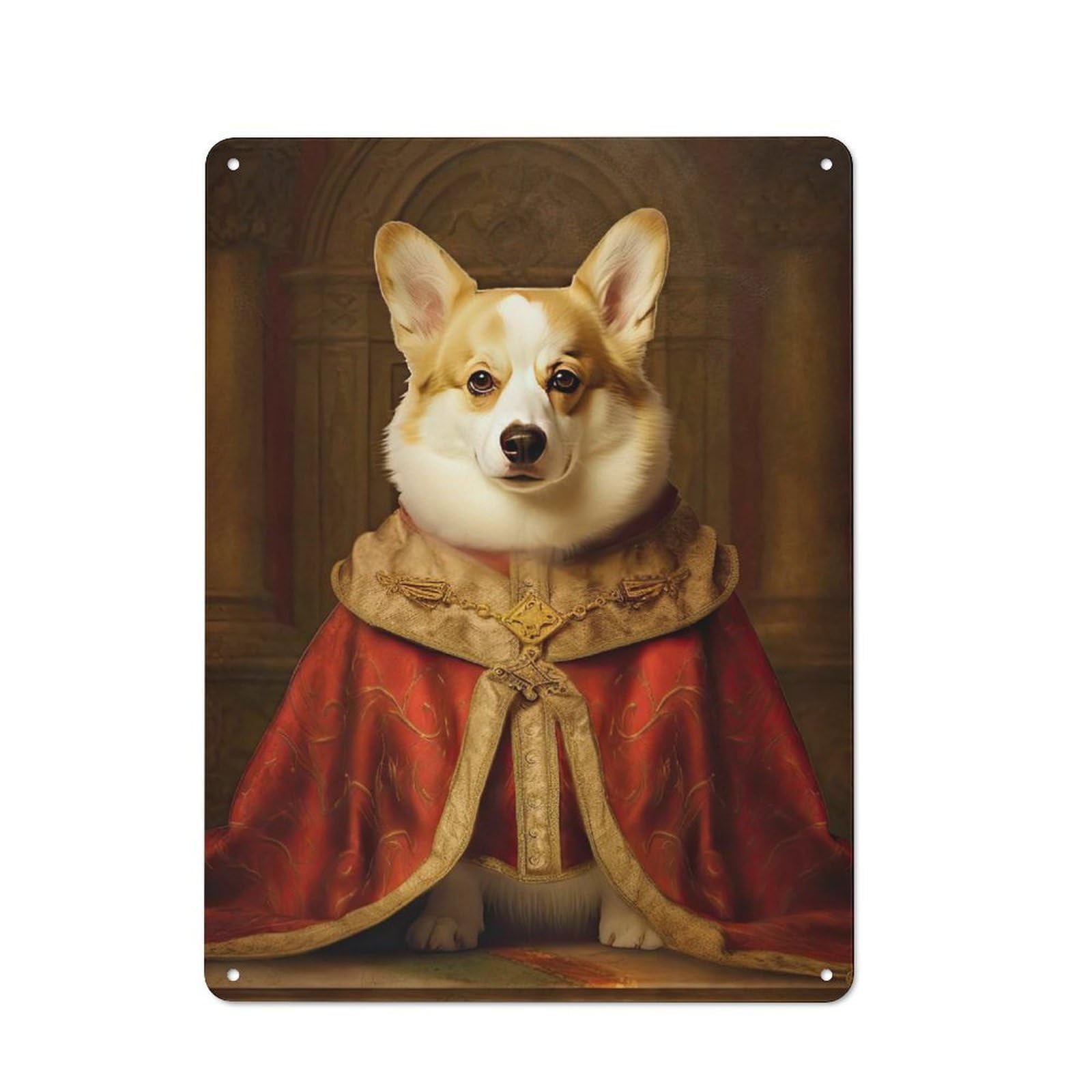 Junmoney Style-21 Corgi The Pope Retro Tin Wall Plaque 40X30cm For Garage Or Workshop, A Metal Wall Feature For Garages And Tool Rooms