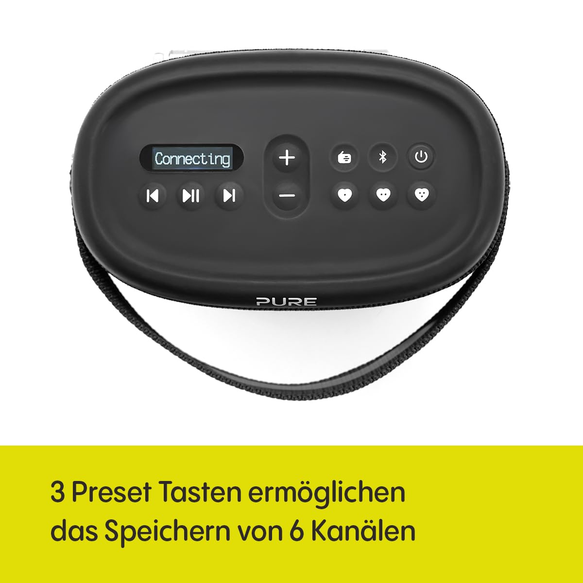 Pure Woodland Outdoor Bluetooth Lautsprecher – Wasserfeste Musikbox mit 10W Sound, DAB+ & FM Radio, 14h Akku, IP67 Schutz, tragbare Bluetooth Box, stabilem Bluetooth 5.1 Streaming - Schwarz