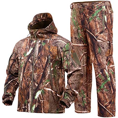 YEVHEV Hunting Gear Suit for Men Camouflage Hunting Hoodie Jacket and Pants Windproof Coat Camo Cover