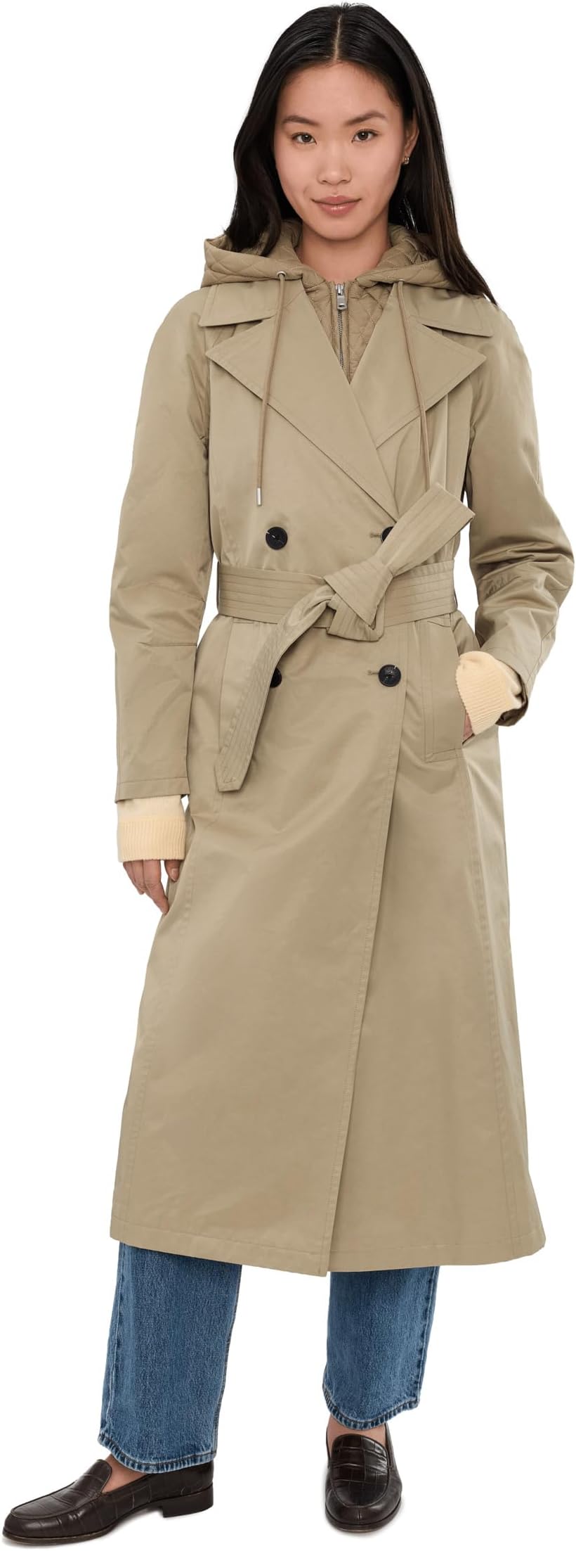 Women's Maxi Raglan Trench With Bib