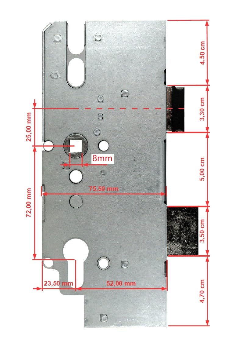 KFV Reparatur Schlosskasten Hauptschloss AS 8772 Dornmaß: 55mm (52mm) / Entfernung: 72mm, incl. SN-TEC® Montagematerial zum Schrauben und Nieten & SN-TEC® Montageanleitung