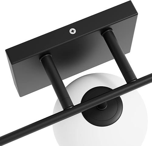 Miniatura 5 de Tipace Lámparas de tocador de baño modernas de mediados de siglo, 3 luces, color negro y blanco leche, iluminación industrial sobre espejo (excluye