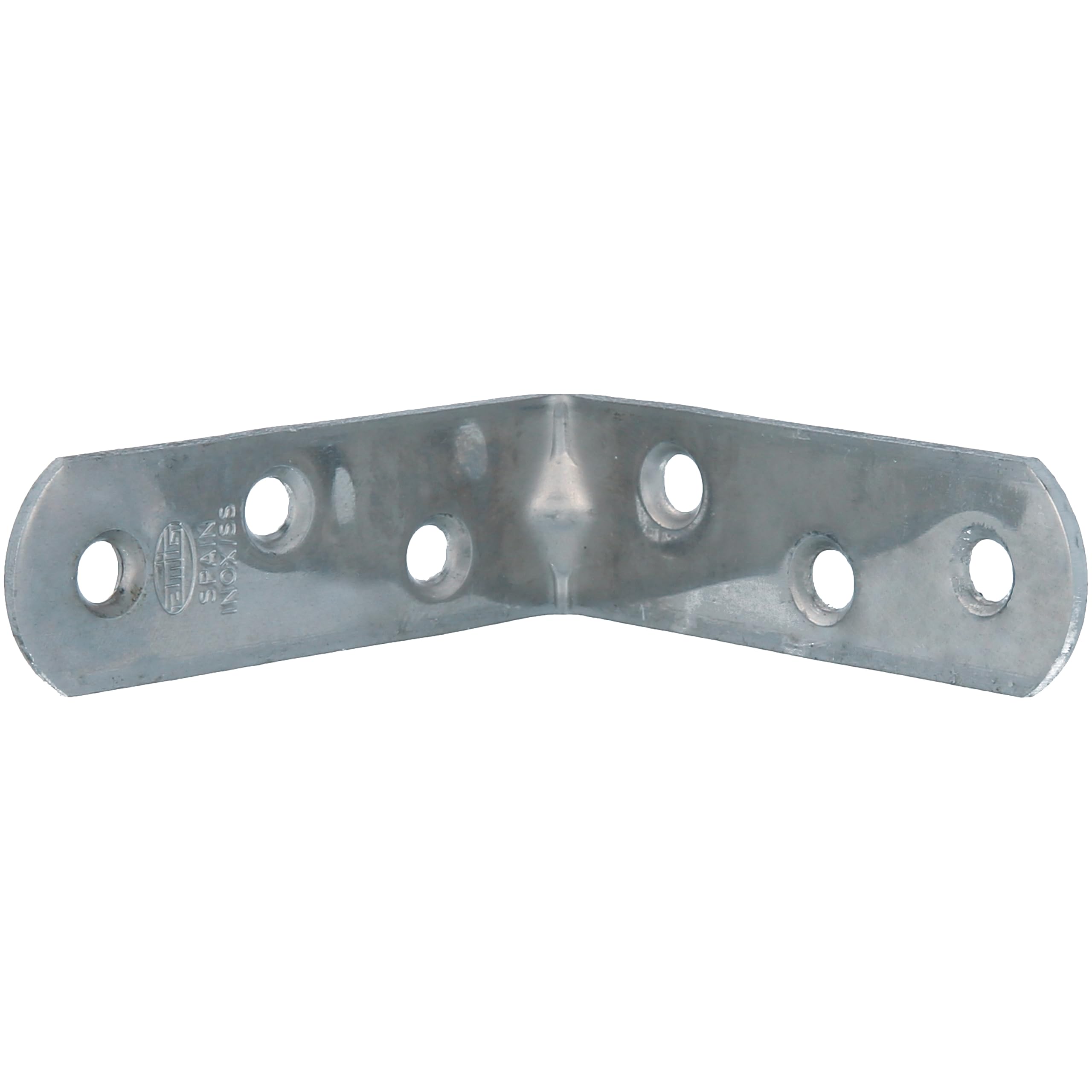 Amig - Pack de 100 Ángulos Metálicos de Refuerzo - 60 x 19 x 2 mm - Canto Redondo - Diseñados con Forma de L - Para Fijar Muebles de Madera o Colocar Baldas y Estantes - Acero Inoxidable Mate