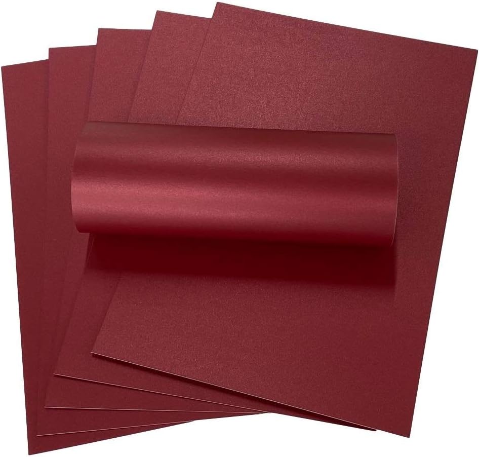 Syntego 10 Sheets Royal Red Pearlescent A4 Card Decorative 300gsm Double Sided