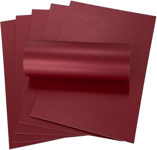 10 Sheets Royal Red Pearlescent A4 Card Decorative 300gsm Double Sided