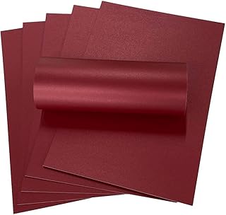 10 hojas de tarjetas decorativas A4, color rojo real nacarado, 300 g/m², doble cara