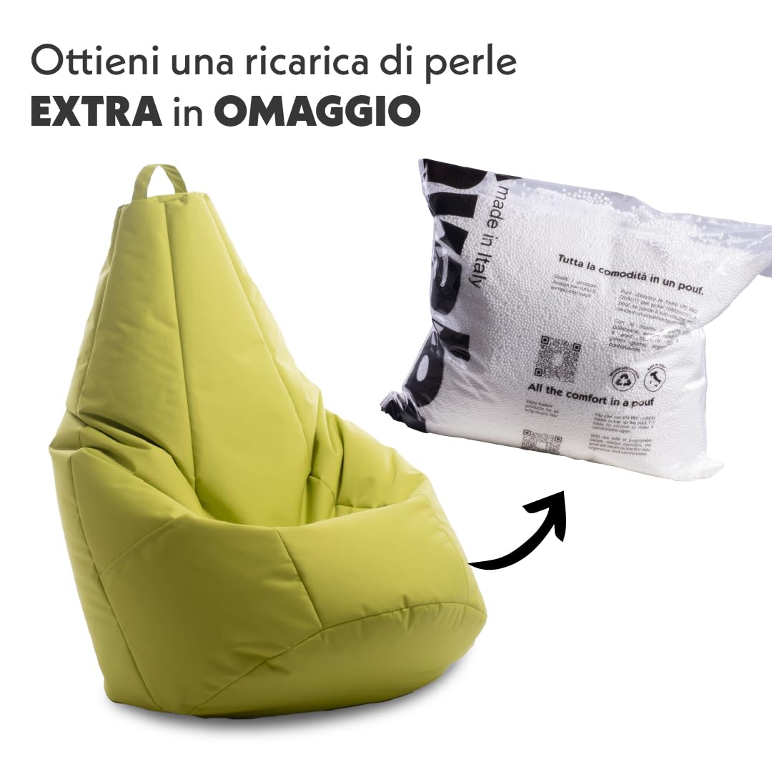 Avalon - Puff Poltrona Sacco Pera Deluxe Grande Sfoderabile, Pouf Sacco di Qualità Sartoriale, Bean Bag per Sedersi Ergonomico, Tessuto Antistrappo Impermeabile, Made in Italy(70x130cm-Petrol)