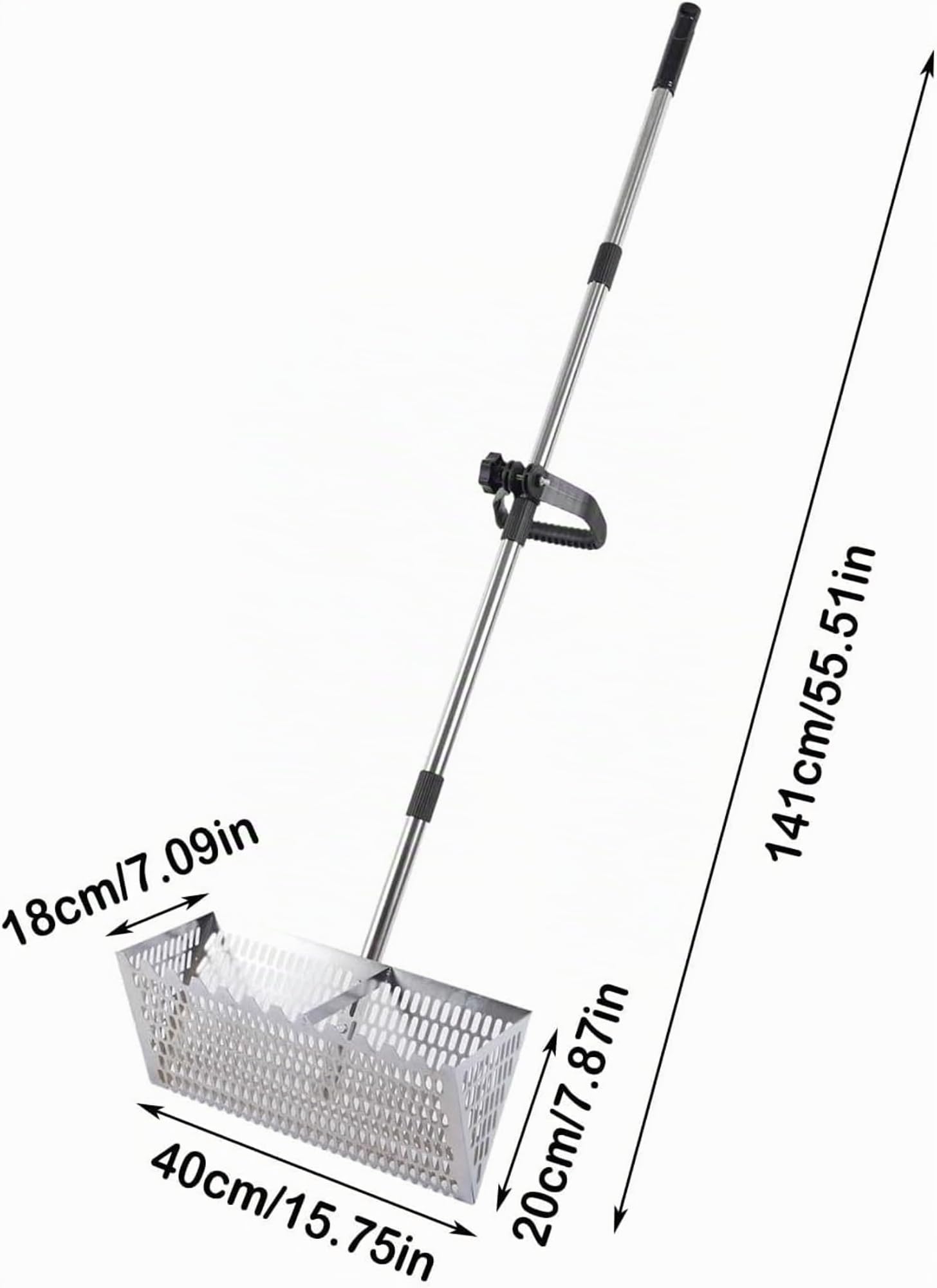 Rastrillo de Arena de Playa, rastrillo de Acero al Carbono para pulgas de Arena, colador de Arena con Cesta Trapezoidal Plegable para Conchas de mar, pulgas de Arena, cangrejos,el tamiz Viene con