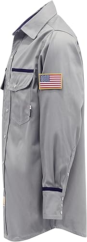 Miniatura 8 de BOCOMAL Camisas FR para hombre, resistentes al fuego, peso ligero, NFPA2112, camisa de soldadura ignífuga, acabado repelente al agua y al aceite
