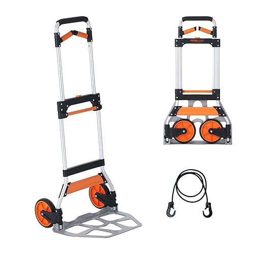 VEVOR Carro de mano plegable y carro, capacidad de 309 libras, carrito plegable de aluminio, carrito de equipaje de alta resistencia con mango