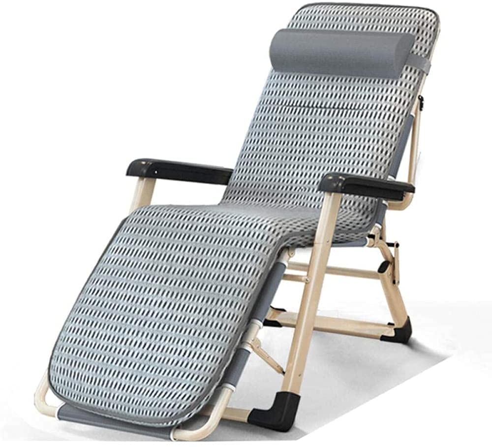 WOTZOV Reclining Lounger Recliners Folding Chairs Tilting Weightless Outdoor Chair Adjustable Recliner For Courtyard Garden Beach Pool-Grey + Pearl Cotton Pad-Grey+4
