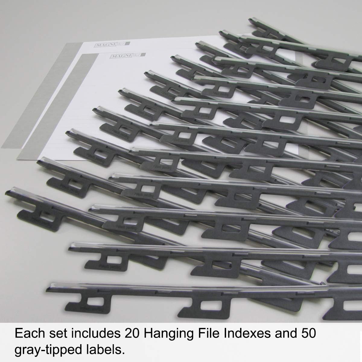 Ultimate Office MagniFile Insertable Hanging File Folder Tabs. Indexes that Double The Size of Your File Titles to Find Files Fast! (Set of 20), Black