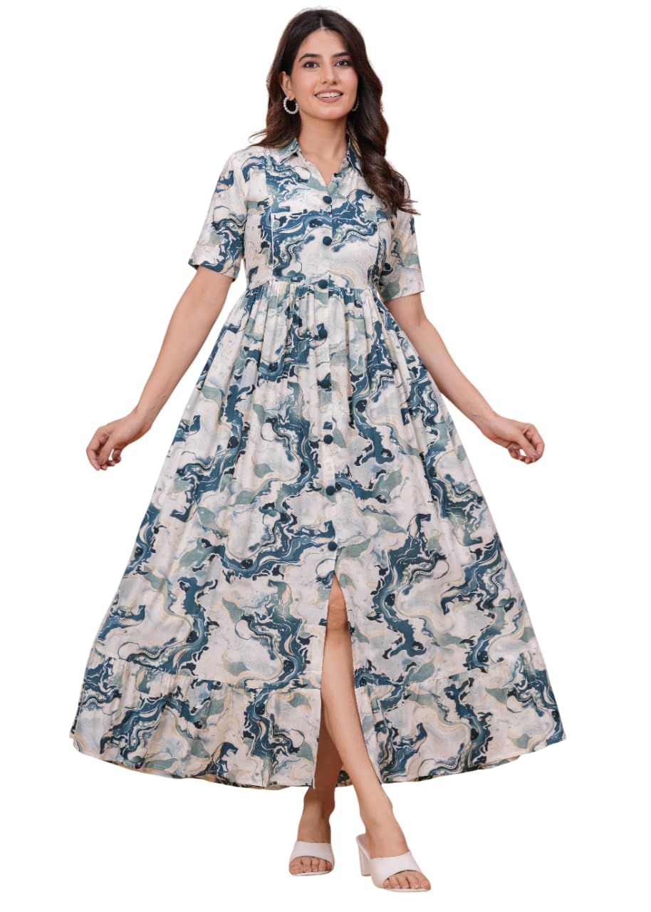 Comfort Fit Maternity Maxi Dress with Floral Print and Dual Zipper Access – Ideal for Nursing & Pregnancy-image-43
