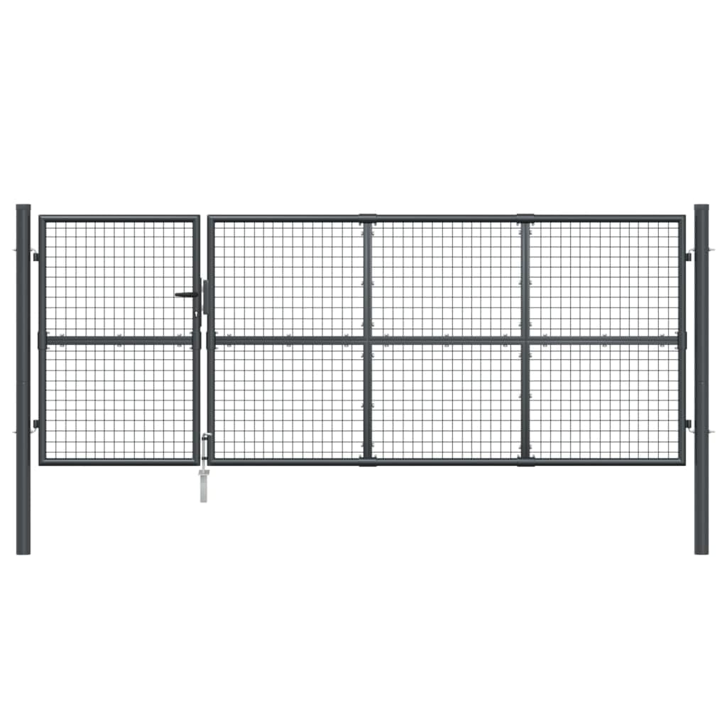 vidaXL Cancello da Giardino in Rete Antracite 350x125 cm in Acciaio Zincato
