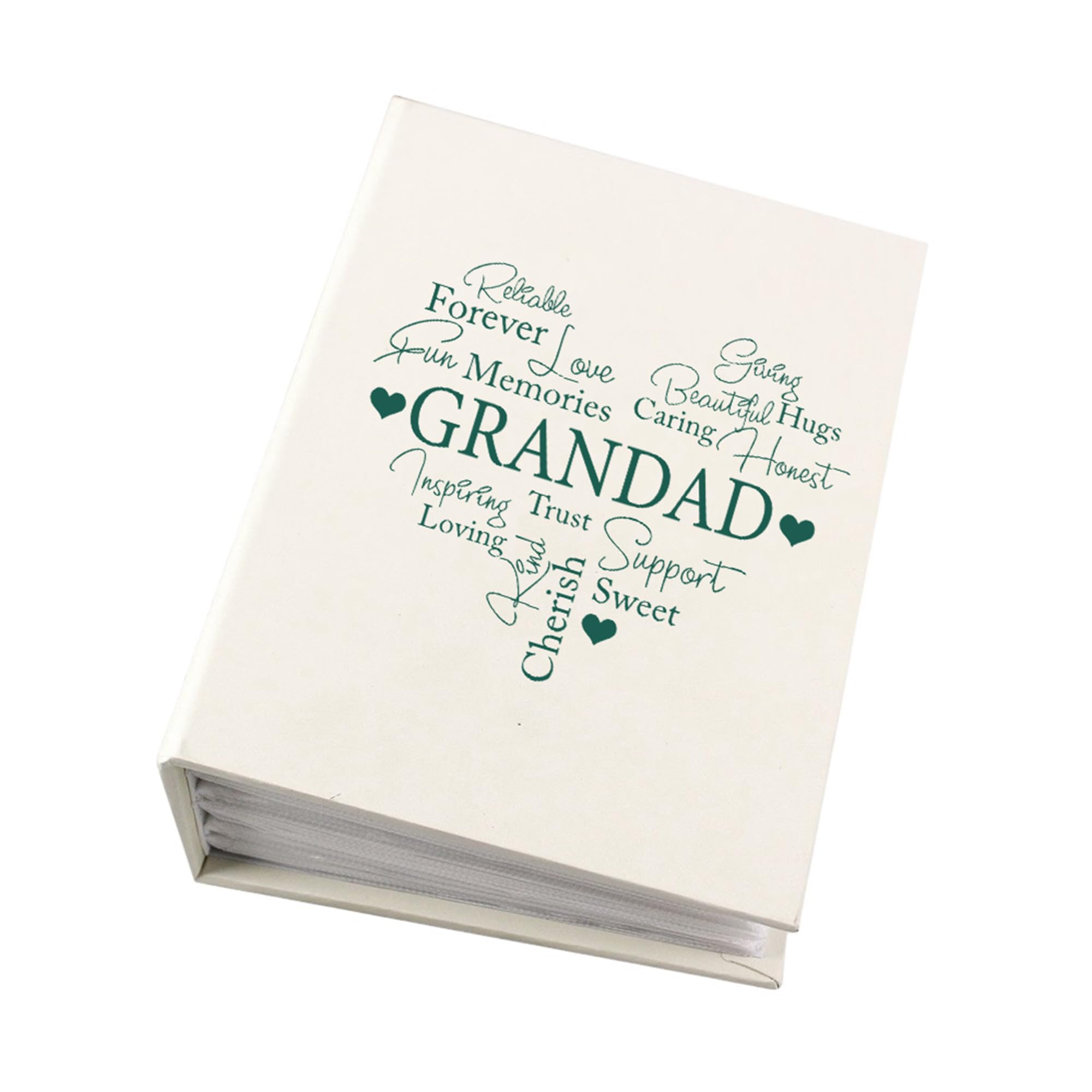 Grandad Photo Album Gift With Word Heart For 100 x 6x4 Photos With Sleeves