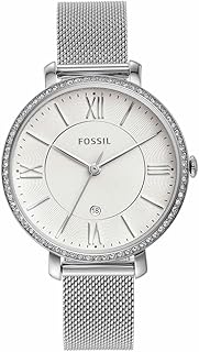 Fossil Watch for Women, Quartz Movement, Analog Display, Silver Stainless Steel Strap-ES4627