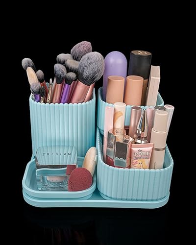 Organizador Pretty Pillars - Soporte para joyas y maquillaje azul cielo