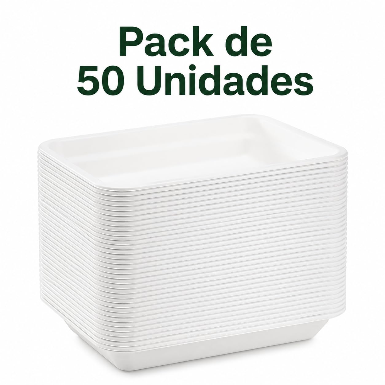 PacknWood - 50 Bandejas Sellable Blanco Pulpa | Ø22,7 cm | Hostelería Catering, Desechable, Ecológico, Microondable, Take Away