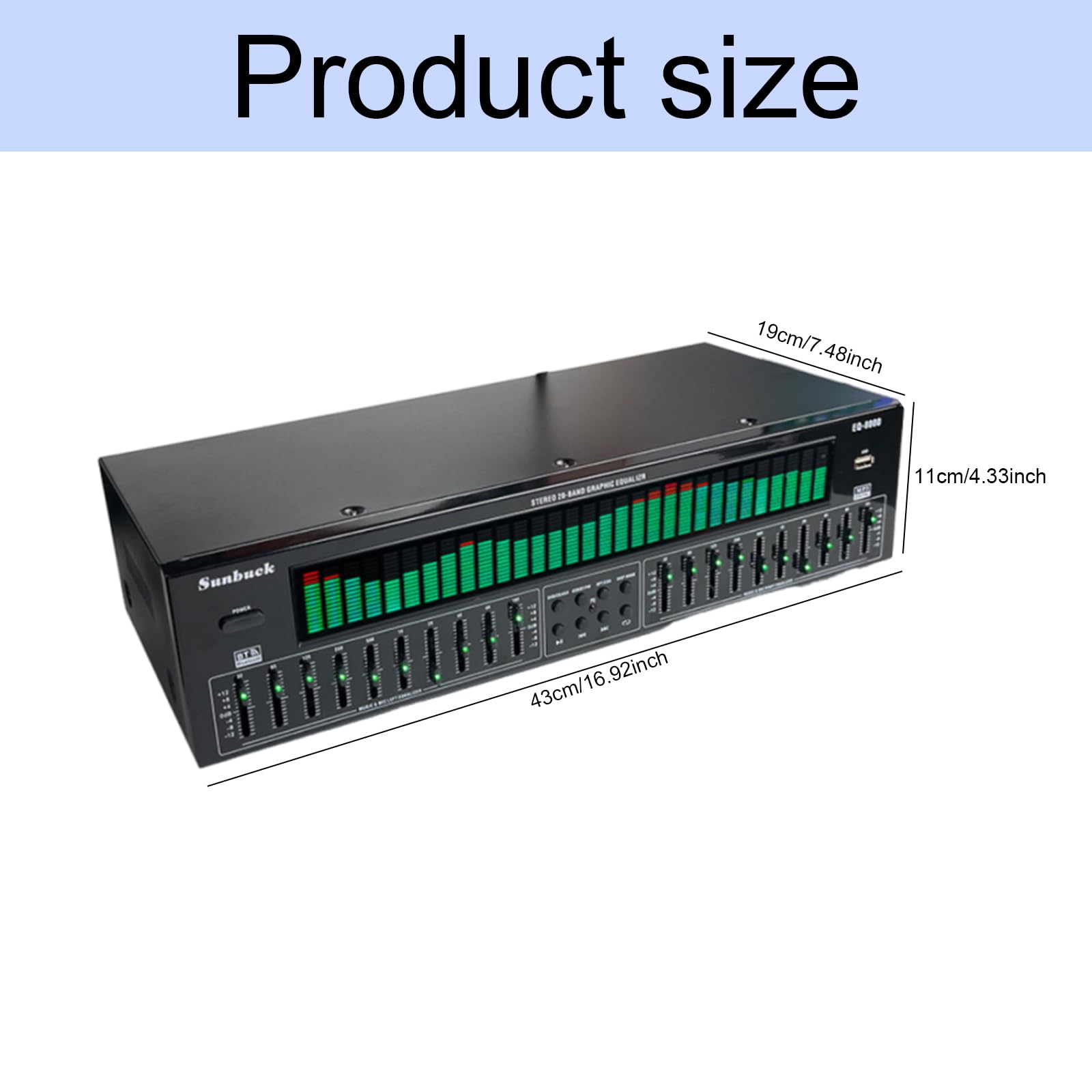 Ecualizador Profesional De Doble Canal, Ecualizador Gráfico De 31 Bandas, Decodificación De Audio Digital Óptico Coaxial Bluetooth 5.4, con Ajuste Independiente De Graves, Medios Y Agudos