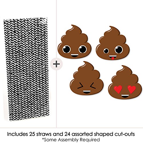 Decoración Pitillos de Papel Poop Emoji Set 24 miniatura 3