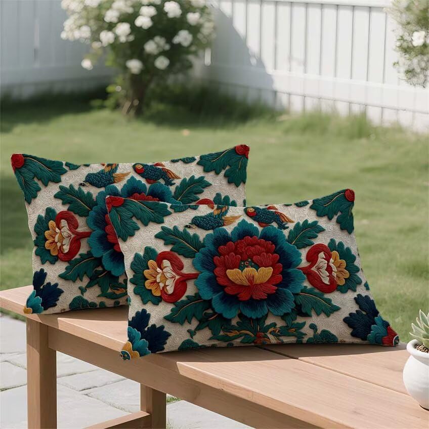 Housse de coussin 50x70cm imperméable lin vin rouge double face - 3