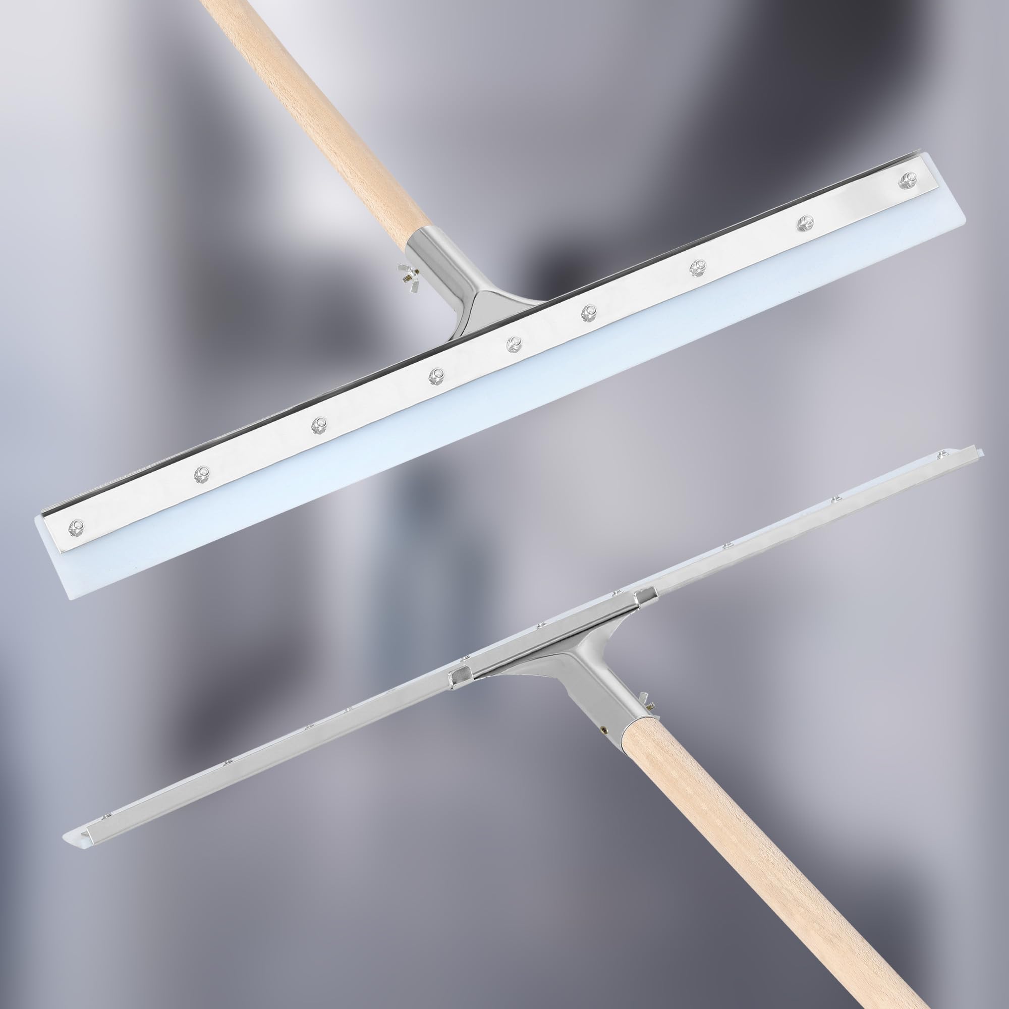 KOTARBAU® Ściągacz Silikonowy - 59 CM - Ściągaczka do Wody - Guma do Ściągania Wody z Podłogi Posadzki - Metalowa - Trzonek Drewniany - 150 CM