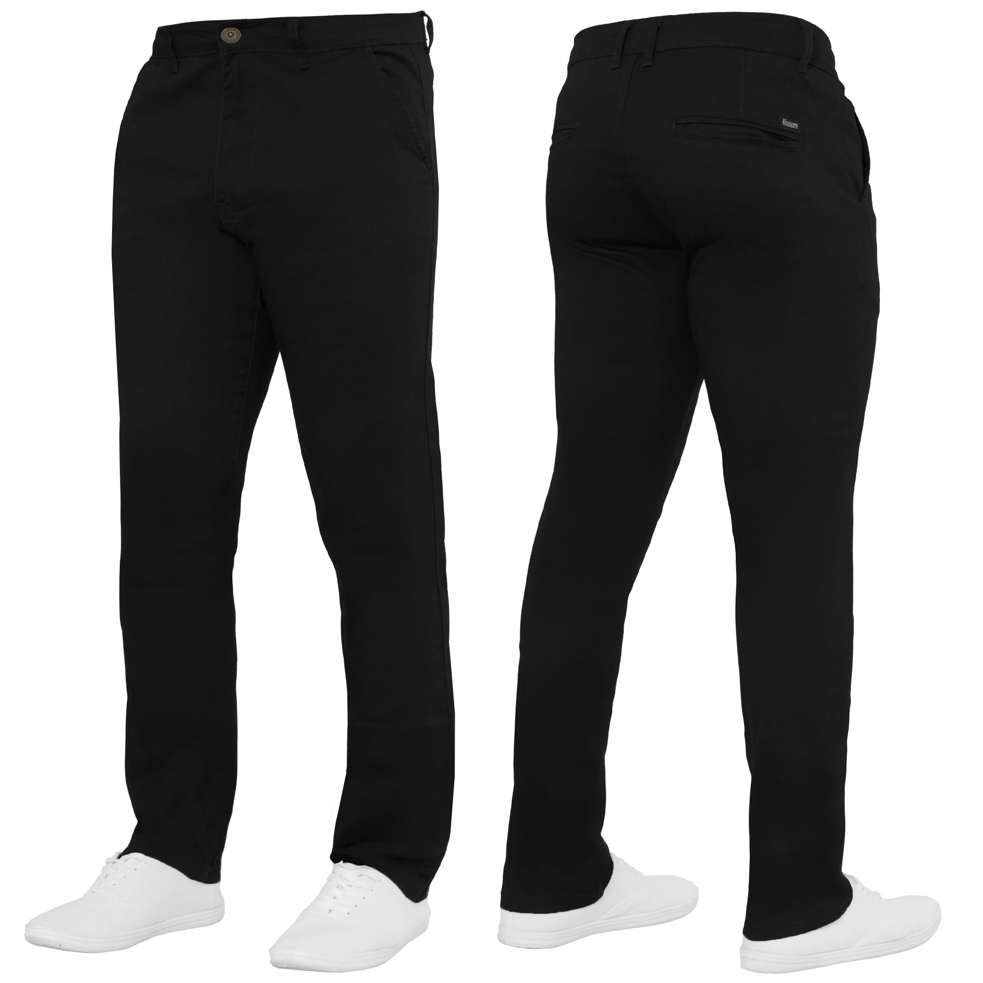 989Zé Enzo Men's Black Stretch Chino Slim Fit Leg Jeans Trousers Pants By Raw Denim Ez348 28W / 30L