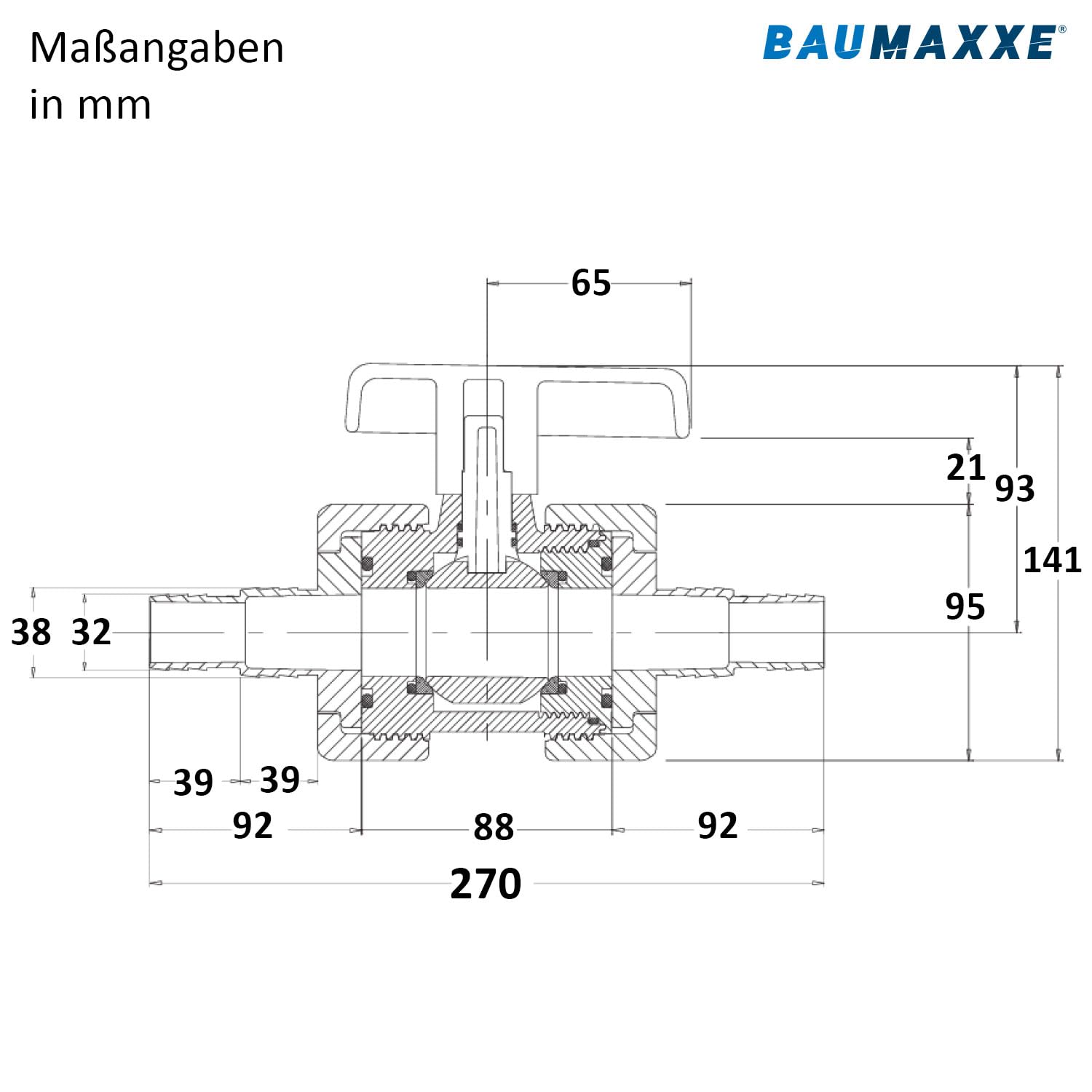 3x PVC Kugelhahn mit Schlauchtüllen 32/38mm I Pool Absperrhahn 2 Wege mit Schlauchverbinder I Absperrventil für 32mm & 38mm Poolschläuche I Passend für Intex & Bestway Schläuche I bm366
