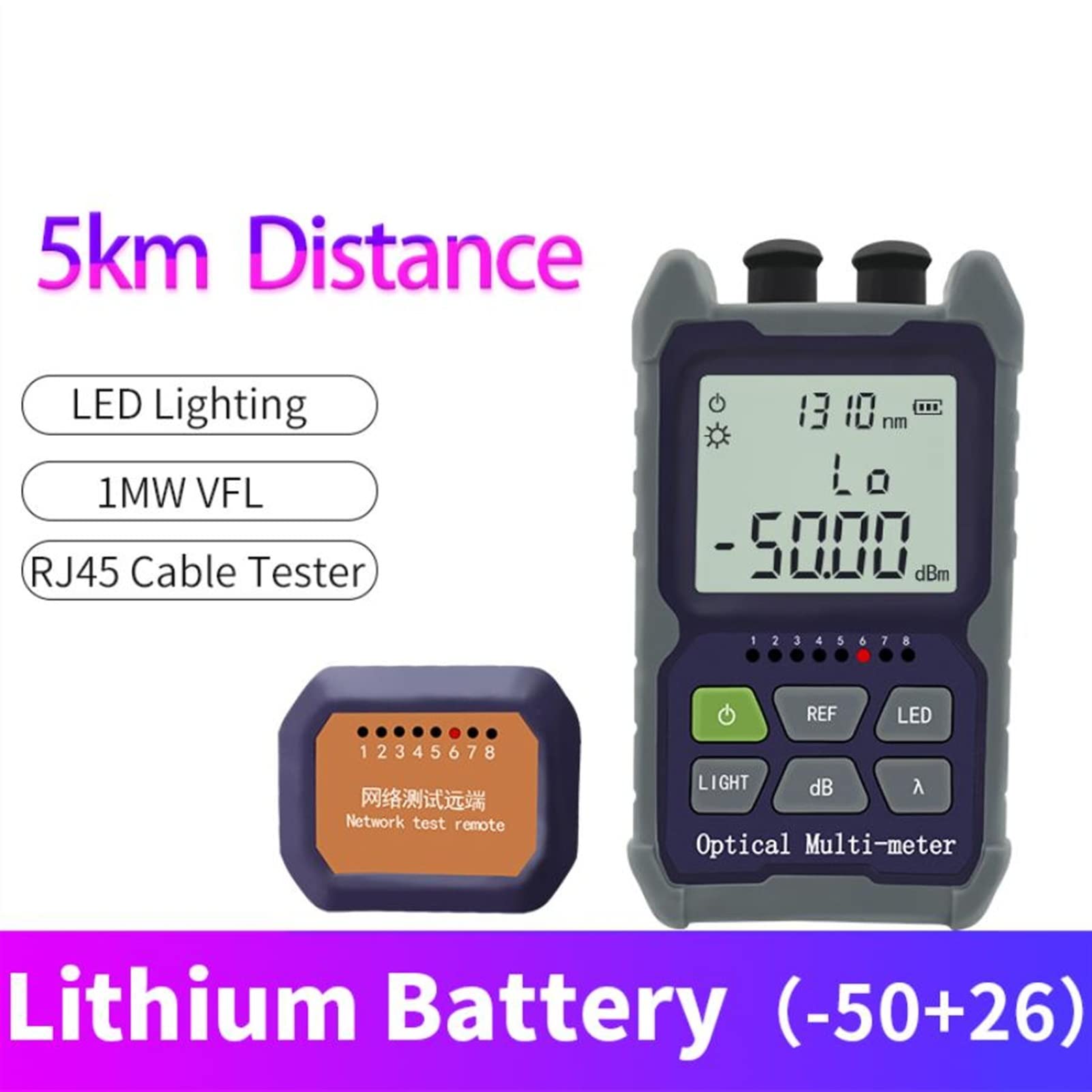 Tester światłowodowy Mini 4 w 1 optyczny miernik mocy precyzyjny zintegrowana maszyna z czerwonym światłem Wizualny lokalizator błędów test kabla sieciowego 5 km 15 km30 km (kolor: OP50AP-TV15